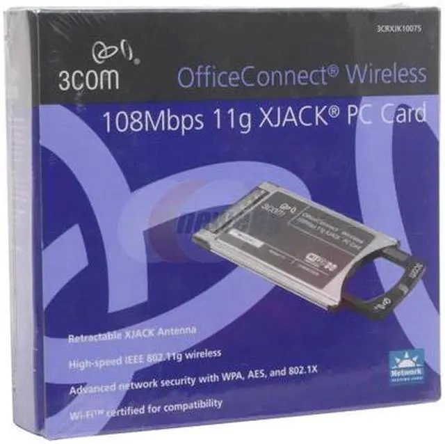 Alt view image 4 of 4 - 3com 3CRXJK10075 Wireless 108Mbps XJACK PC Card