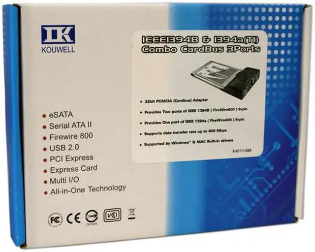 Alt view image 5 of 5 - Koutech CBFW330 IEEE 1394 PCMCIA Card 2x FireWire 800 ports (1394b) 1x FireWire 400 port (1394a)