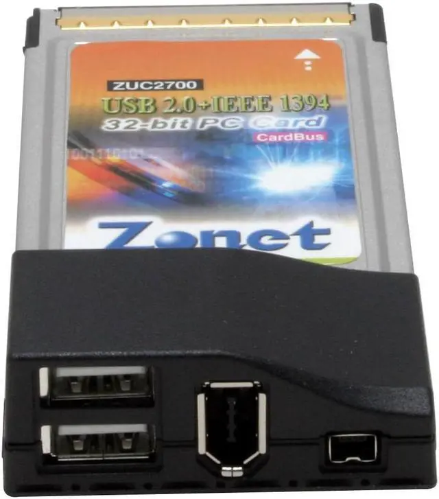 Alt view image 3 of 5 - Zonet ZUC2700 USB / IEEE 1394 PCMCIA Card 2 x USB 2.0 2 x IEEE 1394