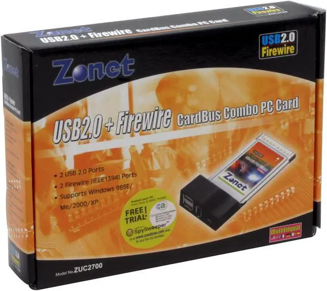 Alt view image 5 of 5 - Zonet ZUC2700 USB / IEEE 1394 PCMCIA Card 2 x USB 2.0 2 x IEEE 1394