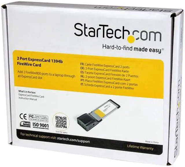 Alt view image 5 of 5 - StarTech EC1394B2 2 Port ExpressCard 1394b FireWire Laptop Adapter Card