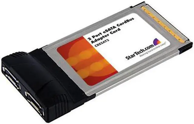 Main image of StarTech CBESAT2 2 Port CardBus eSATA Laptop Controller Adapter Card