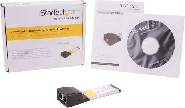 Alt view image 3 of 3 - StarTech EC2000S Dual Port ExpressCard Gigabit Laptop Ethernet NIC Network Adapter Card