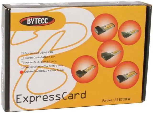 Alt view image 5 of 5 - BYTECC BT- ECU2FW 1394A 2 Ports + USB2.0 1 Port Express Card