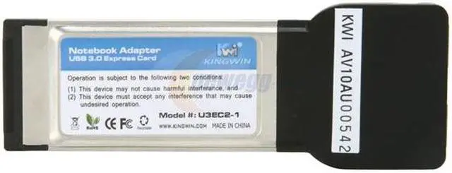 Alt view image 3 of 6 - KINGWIN  U3EC2-1 2 Ports USB 3.0 ExpressCard