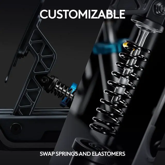 Alt view image 3 of 8 - Logitech G PRO Racing Pedals - Racing Simulator Pedals with 100kg Load Cell Brake, Fully Customizable, Swappable Springs & Elastomers, Modular Design