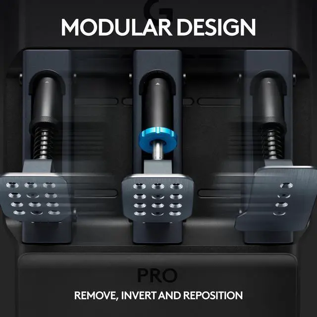Alt view image 4 of 8 - Logitech G PRO Racing Pedals - Racing Simulator Pedals with 100kg Load Cell Brake, Fully Customizable, Swappable Springs & Elastomers, Modular Design