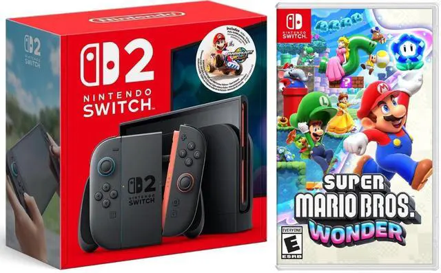 Main image of Nintendo Switch 2 + Mario Kart World Bundle with Super Mario Wonder Bundle