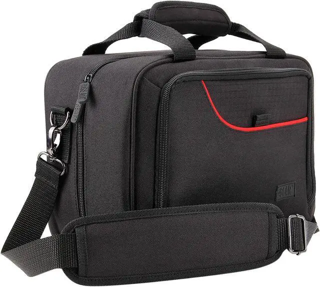 Alt view image 2 of 9 - USA Gear - Nintendo Switch Carry Case with Custom Storage Compartments for Gamecube Controller, Adapter, Pro-Controller, and More - Shoulder Strap & Padded Interior - Red