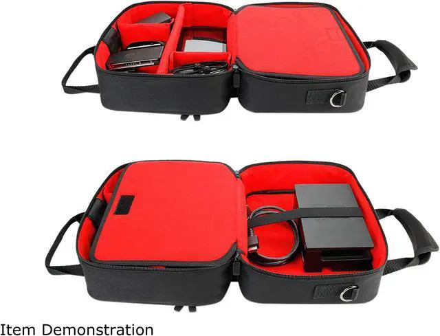 Alt view image 8 of 9 - USA Gear - Nintendo Switch Carry Case with Custom Storage Compartments for Gamecube Controller, Adapter, Pro-Controller, and More - Shoulder Strap & Padded Interior - Red