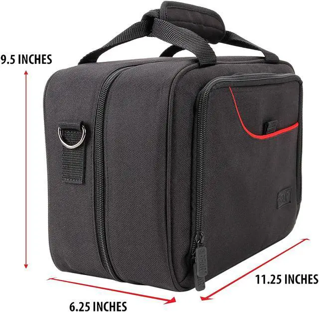 Alt view image 3 of 9 - USA Gear - Nintendo Switch Carry Case with Custom Storage Compartments for Gamecube Controller, Adapter, Pro-Controller, and More - Shoulder Strap & Padded Interior - Red