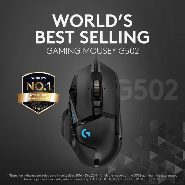 Alt view image 2 of 11 - Logitech G502 HERO High Performance Wired Gaming Mouse, HERO 25K Sensor, 25,600 DPI, RGB, Adjustable Weights, 11 Programmable Buttons, On-Board Memory, PC / Mac