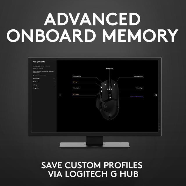 Alt view image 8 of 11 - Logitech G502 HERO High Performance Wired Gaming Mouse, HERO 25K Sensor, 25,600 DPI, RGB, Adjustable Weights, 11 Programmable Buttons, On-Board Memory, PC / Mac