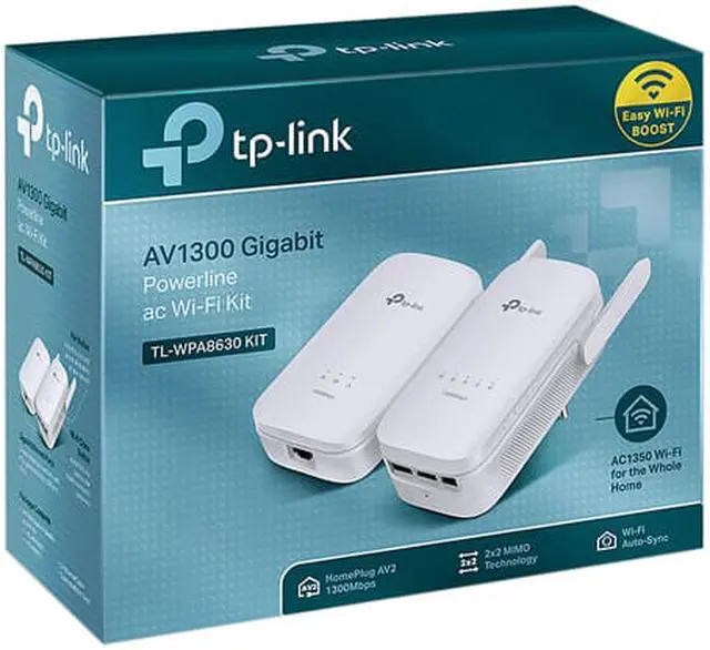 Alt view image 3 of 3 - TP-Link AV1300 / AC1350 Gigabit Powerline Wi-Fi Adapter Kit - HomePlug AV2 Technology w/ Beamforming, Plug, Pair, and Play (TL-WPA8630 KIT V2)
