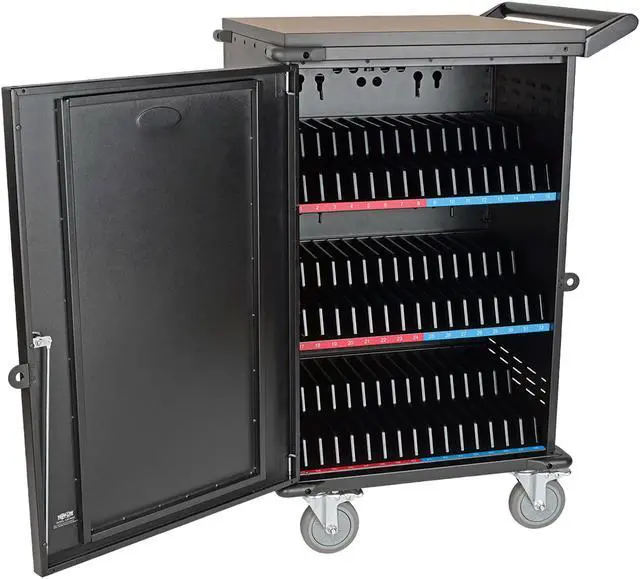 Alt view image 2 of 12 - Tripp Lite 48-Port Ac Charging Cart Storage Station Chromebook Laptop Tablet Black