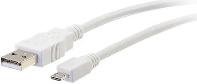 Main image of C2G 27441 Micro USB Cable - USB 2.0 A to Micro-B Cable M/M, White (1 Foot, 0.3 Meters)