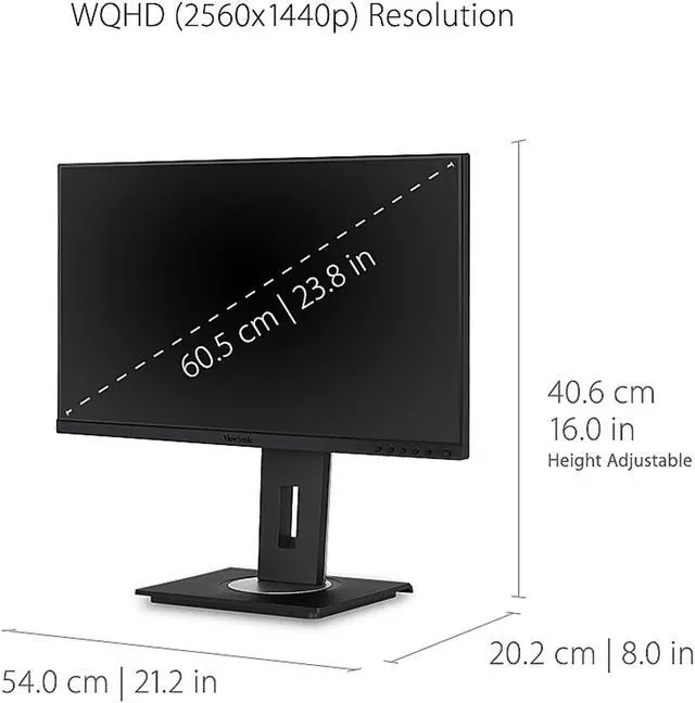 Alt view image 5 of 15 - ViewSonic VG2455-2K 24 Inch IPS 1440p Monitor with USB C 3.1, HDMI, DisplayPort and 40 Degree Tilt Ergonomics for Home and Office
