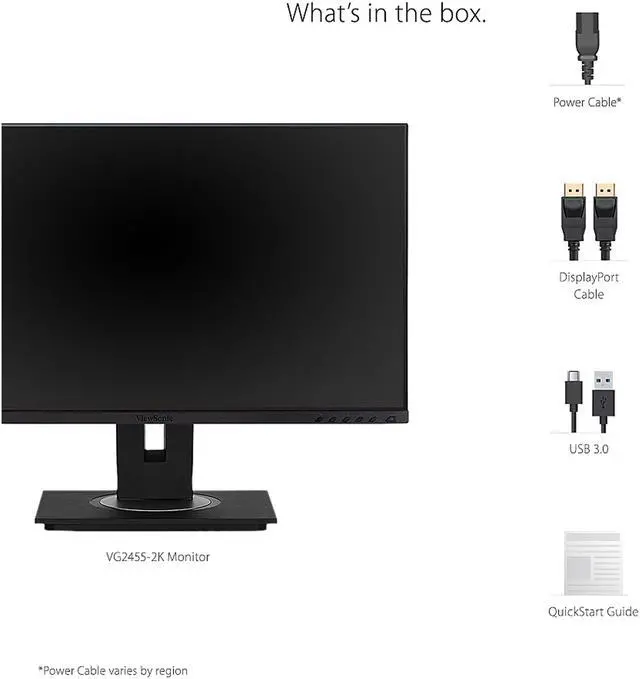 Alt view image 7 of 15 - ViewSonic VG2455-2K 24 Inch IPS 1440p Monitor with USB C 3.1, HDMI, DisplayPort and 40 Degree Tilt Ergonomics for Home and Office
