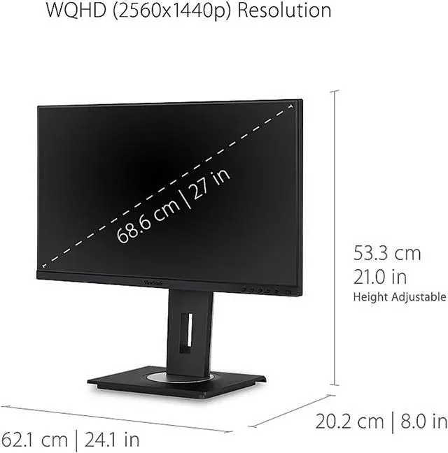 Alt view image 5 of 12 - ViewSonic VG2755-2K 27 Inch IPS 1440p Monitor with USB C 3.1, HDMI, DisplayPort and 40 Degree Tilt Ergonomics for Home and Office