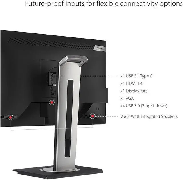 Alt view image 6 of 12 - ViewSonic VG2755-2K 27 Inch IPS 1440p Monitor with USB C 3.1, HDMI, DisplayPort and 40 Degree Tilt Ergonomics for Home and Office