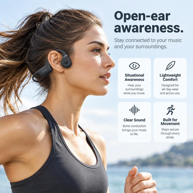 Alt view image 6 of 8 - NANK Runner Diver2 Bone Conduction Headphones, IP68 Swimming Headphone with MP3 Player Built-in 32G Memory, Bluetooth 5.3 Open Ear Headphones with CVC6.0 Mic for Swimming Running Cycling Gym