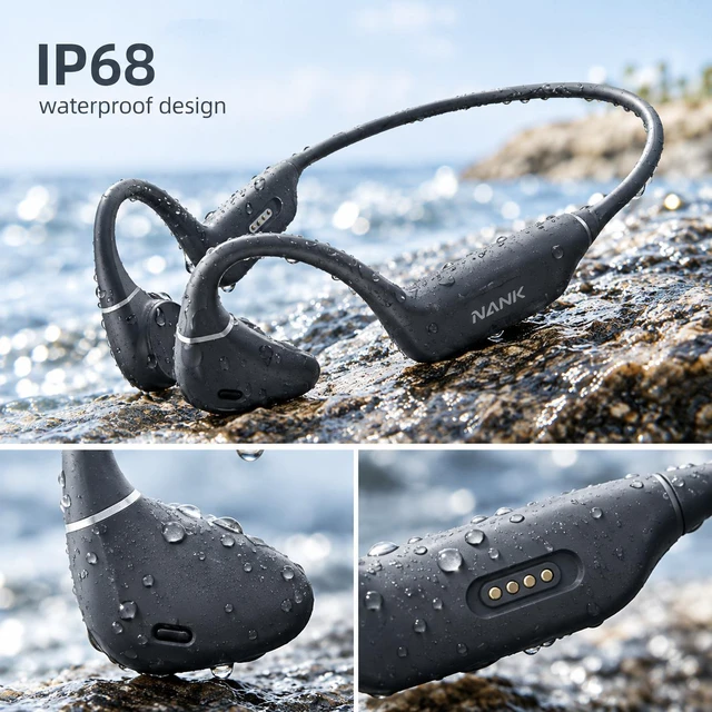 Alt view image 7 of 8 - NANK Runner Diver2 Bone Conduction Headphones, IP68 Swimming Headphone with MP3 Player Built-in 32G Memory, Bluetooth 5.3 Open Ear Headphones with CVC6.0 Mic for Swimming Running Cycling Gym