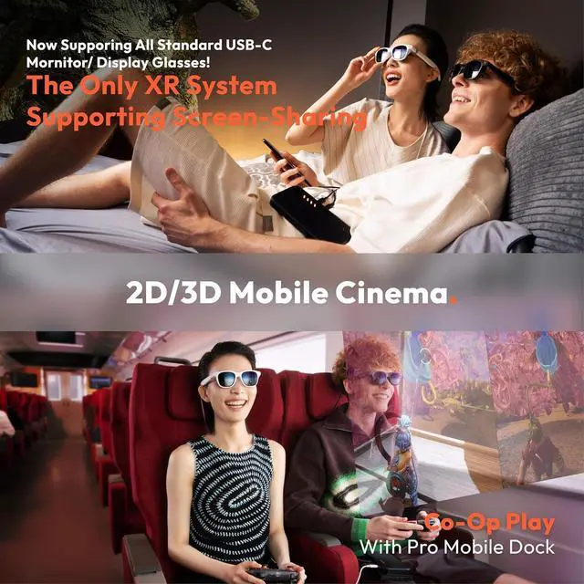 Alt view image 8 of 9 - VITURE Pro XR/AR Glasses, 135" 120Hz 1000Nits Display, Harman Audio, Myopia Adjustments, Electrochromic Film, for iPhone 17/16/15/Android/Mac/PC/Steam Deck, First-Ever XR Experience for Switch 2