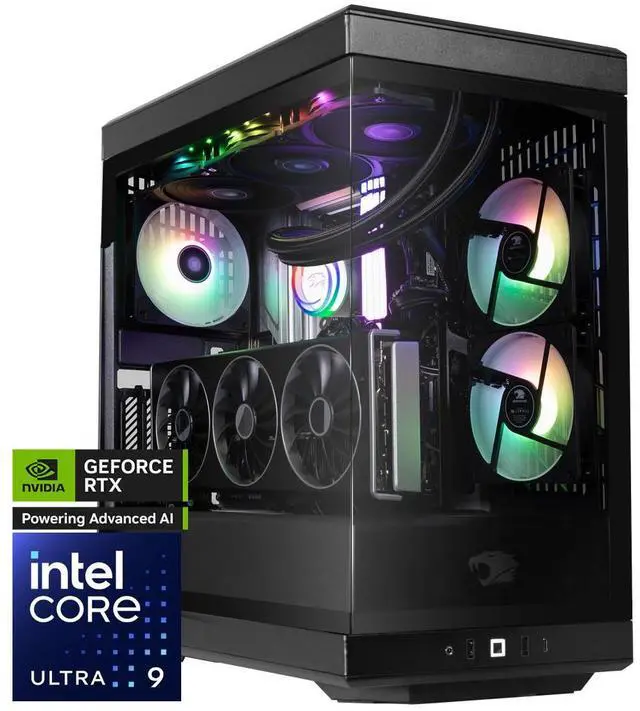 Alt view image 2 of 14 - iBUYPOWER Y40 PRO Black Gaming PC Desktop - AMD Ryzen 9 9900X - AMD Radeon RX 9070XT 16GB - 32GB DDR5 RGB - 2TB NVMe SSD - Y40BA9R97XT01