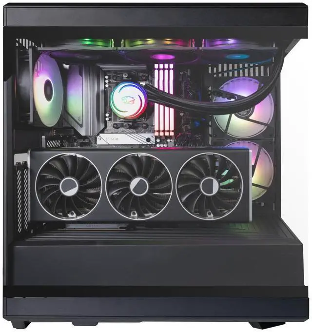 Alt view image 3 of 14 - iBUYPOWER Y40 PRO Black Gaming PC Desktop - AMD Ryzen 9 9900X - AMD Radeon RX 9070XT 16GB - 32GB DDR5 RGB - 2TB NVMe SSD - Y40BA9R97XT01