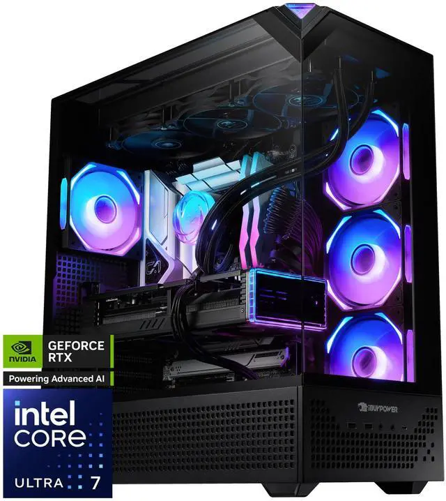 Alt view image 2 of 9 - iBUYPOWER Element 9 Pro Black Gaming PC Desktop - Intel Core Ultra 7 265KF - NVIDIA GeForce RTX 5070Ti 16GB - 32GB DDR5 RGB - 2TB NVMe SSD - EPBI7N57T01