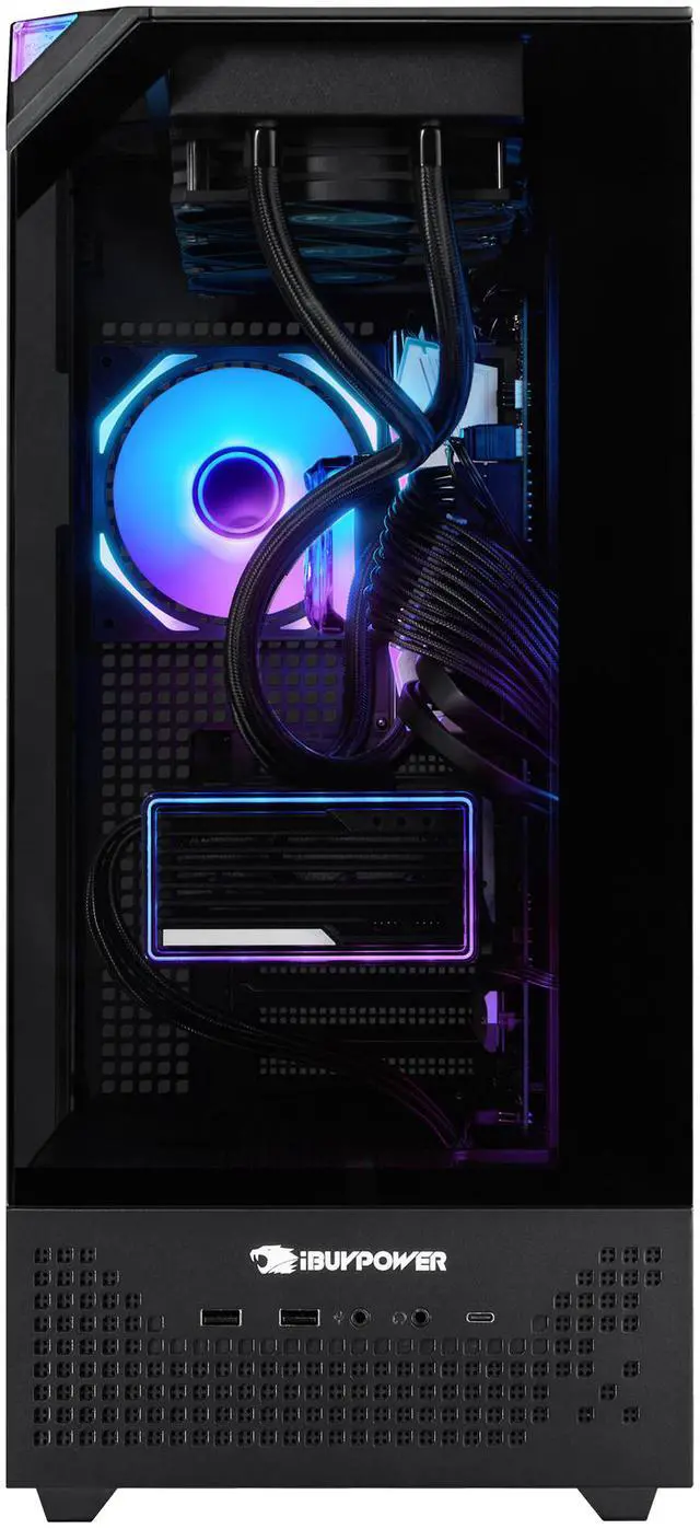Alt view image 4 of 9 - iBUYPOWER Element 9 Pro Black Gaming PC Desktop - Intel Core Ultra 7 265KF - NVIDIA GeForce RTX 5070Ti 16GB - 32GB DDR5 RGB - 2TB NVMe SSD - EPBI7N57T01