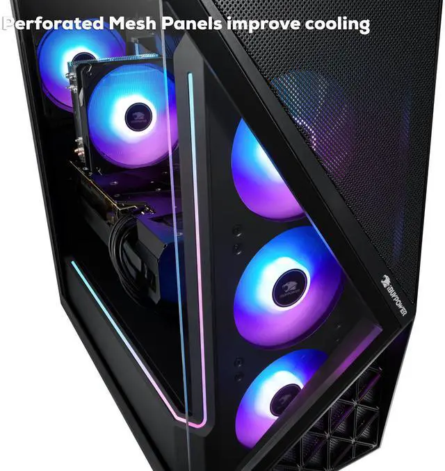 Alt view image 9 of 19 - iBUYPOWER Slate 9 Black Gaming PC Desktop - AMD Ryzen 7 7800X3D - AMD Radeon RX 9070XT 16GB - 32GB DDR5 RGB - 1TB NVMe SSD - SBA7R97XT01
