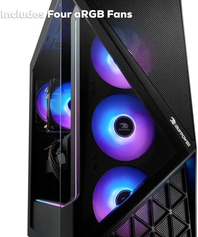 Alt view image 16 of 19 - iBUYPOWER Slate 9 Black Gaming PC Desktop - AMD Ryzen 7 7800X3D - AMD Radeon RX 9070XT 16GB - 32GB DDR5 RGB - 1TB NVMe SSD - SBA7R97XT01