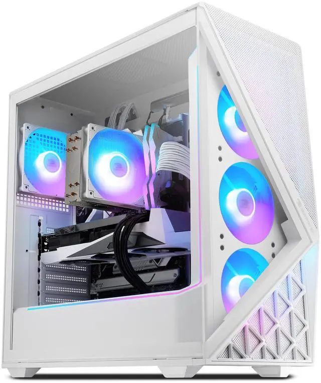 Alt view image 2 of 9 - iBUYPOWER Slate 9 White Gaming PC Desktop - Intel Core i7 14700F - NVIDIA GeForce RTX 5070Ti 16GB - 32GB DDR5 RGB - 1TB NVMe SSD - SWI7N57T01