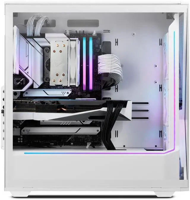Alt view image 8 of 9 - iBUYPOWER Slate 9 White Gaming PC Desktop - Intel Core i7 14700F - NVIDIA GeForce RTX 5070Ti 16GB - 32GB DDR5 RGB - 1TB NVMe SSD - SWI7N57T01