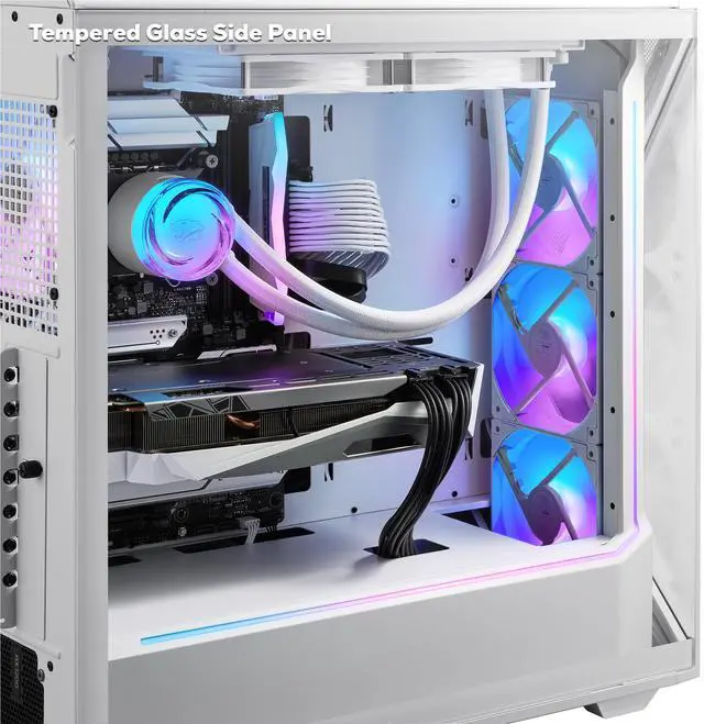 Alt view image 6 of 9 - iBUYPOWER Slate 9 White Gaming PC Desktop - Intel Core i7 14700F - NVIDIA GeForce RTX 5070Ti 16GB - 32GB DDR5 RGB - 1TB NVMe SSD - SWI7N57T01