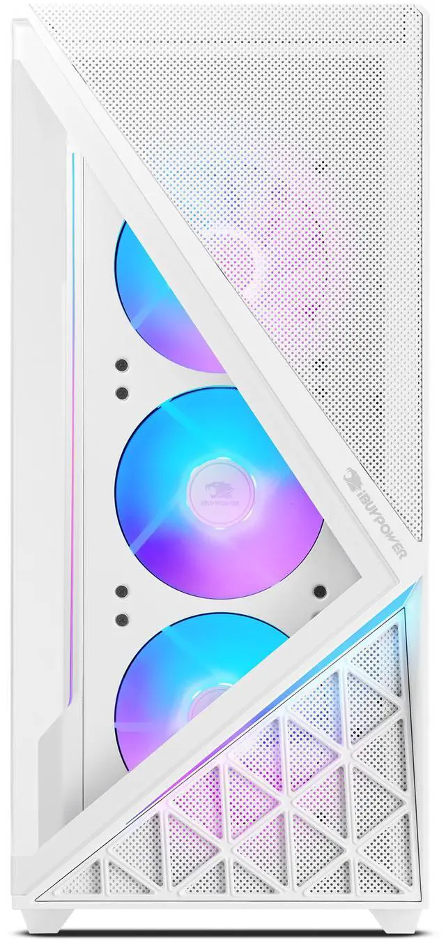 Alt view image 4 of 9 - iBUYPOWER Slate 9 White Gaming PC Desktop - Intel Core Ultra 9 285 - NVIDIA GeForce RTX 5070 12GB - 32GB DDR5 RGB - 1TB NVMe SSD - SWI9N5702