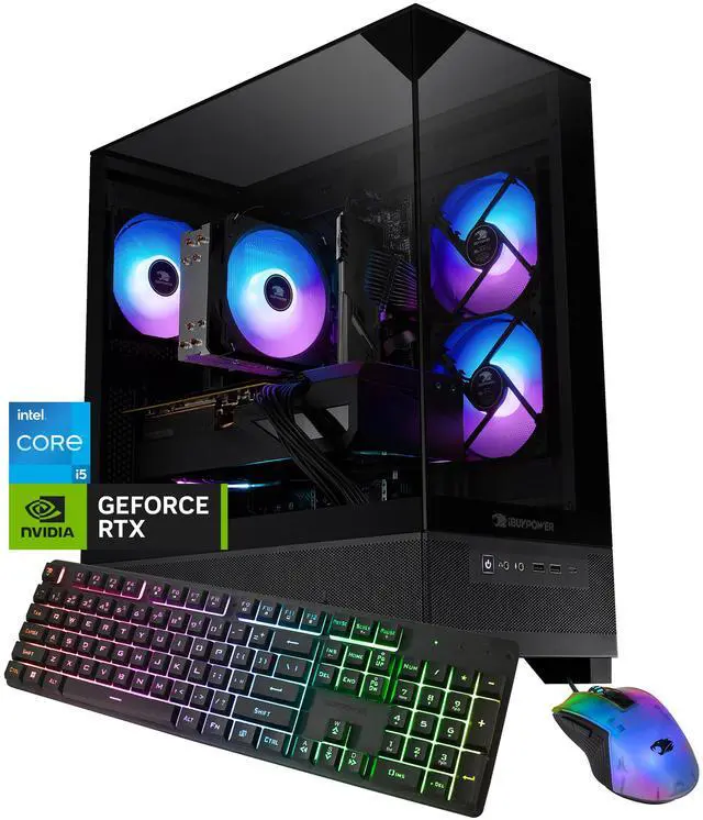 Main image of iBUYPOWER Element SE Gaming PC Desktop Computer Intel Core i5 14400F CPU, NVIDIA GeForce RTX 5060 8GB GPU, 16GB DDR5 RGB RAM, 1TB NVMe SSD, Windows 11 Home, Keyboard, Mouse - Black