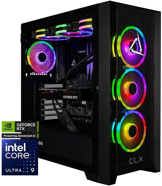 Main image of CLX SET Gaming Desktop - Intel Core Ultra 9 285K 3.7GHz 24-Core Processor, 64GB DDR5 Memory, GeForce RTX 5080 16GB GDDR7 Graphics, 2TB NVMe M.2 SSD, 4TB HDD, WiFi, Win 11 Home 64-bit