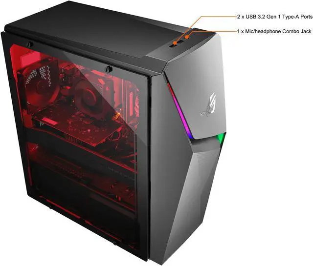 Alt view image 5 of 9 - ROG Strix GL10DH Gaming Desktop PC, AMD Ryzen 7 3700X, GeForce RTX 2070 Super, 16 GB DDR4 RAM, 512 GB SSD + 1 TB HDD, Wi-Fi 5, Windows 10 Home, GL10DH-PH772