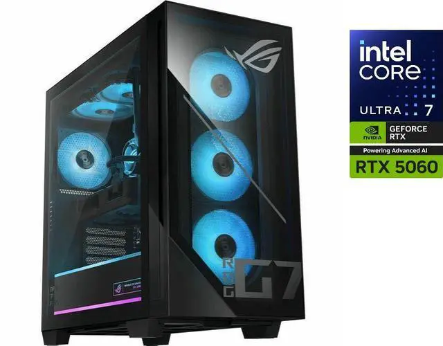 Main image of Asus ROG G7 Gaming Desktop - Intel Core Ultra 7 265F - NVIDIA GeForce RTX 5060 - 16GB/1TB