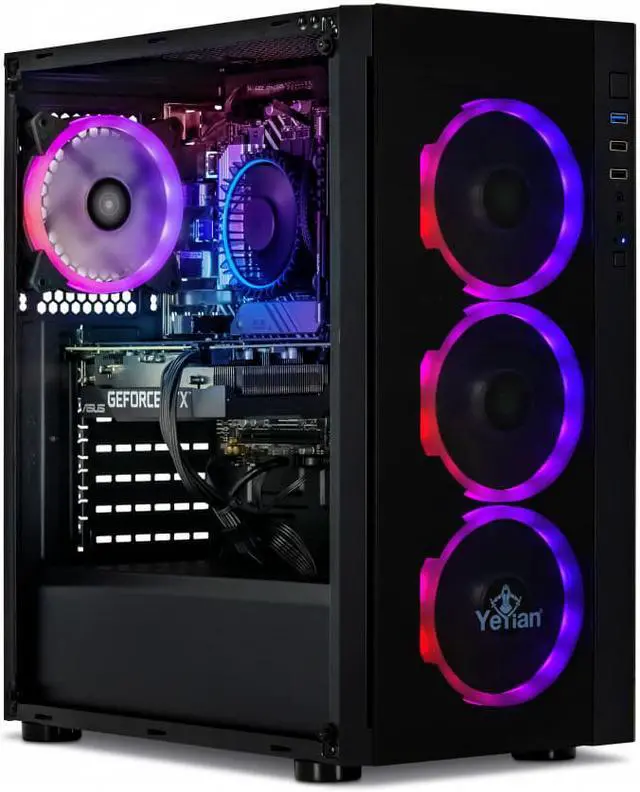 Alt view image 2 of 9 - YEYIAN KATANA X24 Gaming Desktop PC, INTEL 12th Gen Alder Lake i5-12400F 6-Core 2.5GHz, GeForce RTX 3060 12GB GDDR6, 1TB NVMe SSD, 16GB DDR4 3200MHz, 4 ARGB, Win 11 Home 64-bit, WiFi 6, BT 5.2, 650W