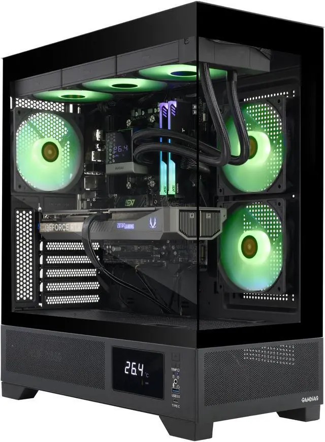 Alt view image 2 of 10 - ZOTAC MEK AI-Enhanced Gaming PC Desktop Computer - NVIDIA GeForce RTX 5070 , AMD Ryzen 5 7600X up to 5.3GHz, 32GB RGB DDR5, 2TB NVME M.2 SSD, 850W 80+ GOLD PSU, WiFi 5,BT 5.2, Windows 11 Home 64-bit