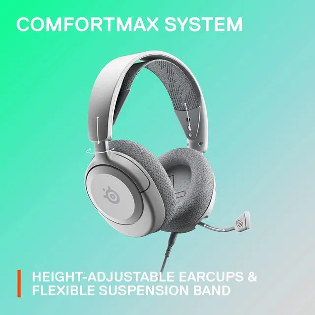 Alt view image 6 of 10 - SteelSeries Arctis Nova 1 Multi-System Gaming Headset — Hi-Fi Drivers — 360° Spatial Audio — Comfort Design — Durable — Ultra Lightweight — Noise-Cancelling Mic — PC, PS5/PS4, Switch, Xbox - White