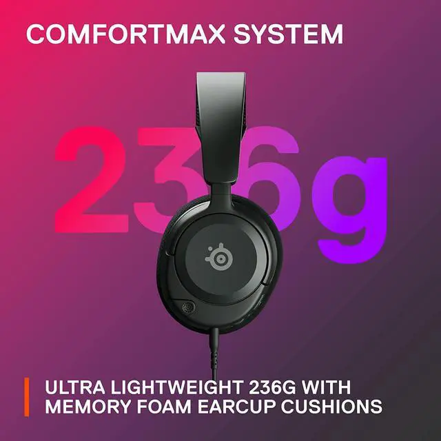 Alt view image 5 of 10 - NEW SteelSeries Arctis Nova 1 Multi-System Gaming Headset — Hi-Fi Drivers — 360° Spatial Audio — Comfort Design — Durable — Ultra Lightweight — Noise-Cancelling Mic — PC, PS5/PS4, Switch, Xbox - Black