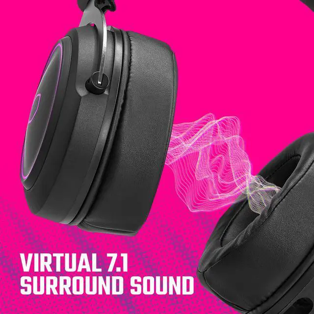 Alt view image 4 of 14 - Cooler Master CH331 Gaming Headset Virtual 7.1 Surround Sound, Omnidirectional Mic, Durable Aluminum Frame, RGB Illumination, Detachable Omni-Directional Boom Mic, USB Connectivity (CH-331)