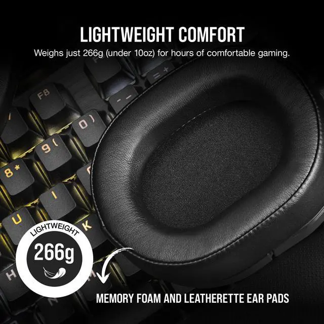Alt view image 5 of 12 - CORSAIR HS55 WIRELESS Multiplatform Lightweight Gaming Headset With Bluetooth - Dolby 7.1 Surround Sound - iCUE Compatible - PC, PS5, PS4, Nintendo Switch, Mobile - Black