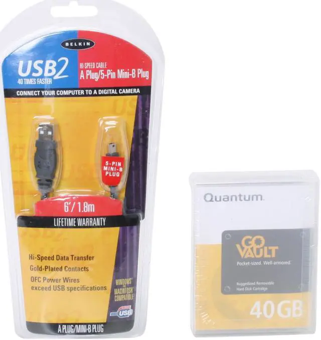 Alt view image 6 of 7 - Quantum GoVault Data Protector 800 QR1202-B5-S1D04 External USB Interface GoVault Tape Drive (one 40GB cartridge)