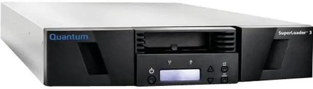 Main image of Quantum SuperLoader 3 EC-LLHAE-YF Black 24TB 2U Rack Mountable 6Gb/s SAS 1 x RJ-45 Ethernet - Network Interface LTO Ultrium 5 Tape Autoloader w/ Barcode Reader