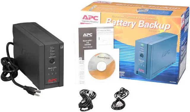 Alt view image 5 of 5 - APC BK500BLK Back-UPS CS - UPS - External - Standby - AC 120 V - 300 Watt / 500 VA - Interfaces : 1 x modem - phone line - RJ-11, 1 x USB - 4 pin USB Type B - 3 x power NEMA 5-15 ( surge ), 3 x power